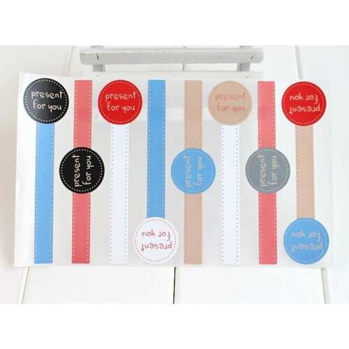 Festival supplies 8pc/set sealing sticker for candy cookie box bag chocolate paper package Party DIY long round present Wh