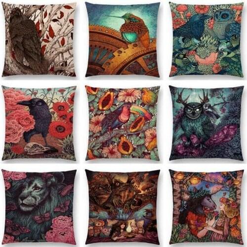 Hglegywowl Animal Cotton Linen Pillow Case Cushion Case Waist Cover Home Soft Room Gifts Single Sides Printing