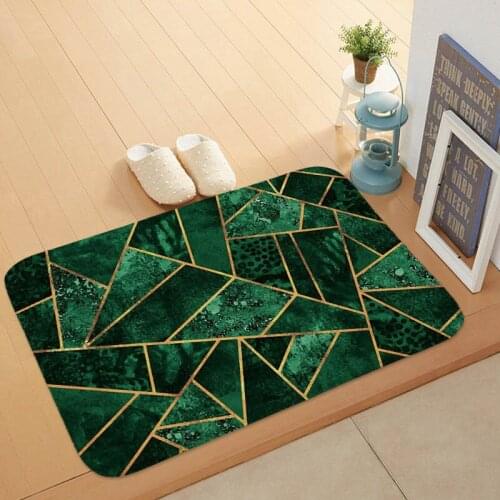 Geometric Pattern Bedroom Living Room Carpet Green Black Blue Door Mat Bathroom Kitchen Simple Anti-Slip Mat 40*60 Coral Cotton