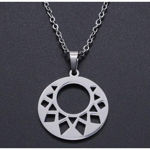 Lyvior Geometric Necklace Female Jewelry Stainless Steel Hollow Sun Flower Pendant Sunshine Necklace Women, Mother, Daughter