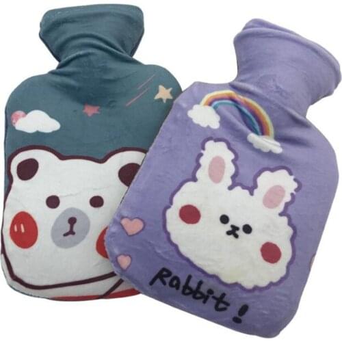 Cute Winter Hand Warm Hot Water Bottle Injection Explosion-proof Removable Rabbit Cloth Cover Warm Hand Feet Hot Water Bags