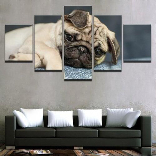 Painting Canvas HD Printed Modern 5 Piece Pcs Cute Dog Animal Modular Picture Wall Art Home Frame Living Room Decor