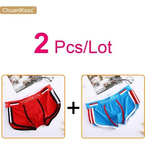 2 Pcs/Lot Mens Underwear Mesh Low Waist Sexy Small Boxer Pants Close Fitting And Comfortable Sports Shorts 2020 Hot Brand Pants
