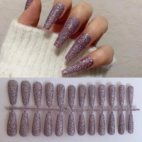 False Nails Fashion Gel Glitter ABS Shine Light False Nail Art Extension Tips for Daily Finger накладные ногти