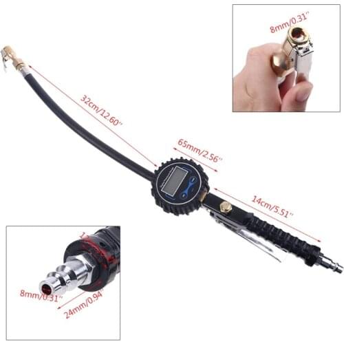 Tire Inflator with Gauge Tire Pressure Gauge Inflator 200PSI Air Compressor Air Chuck Quick Connect Coupler Digital Backlit T3EF