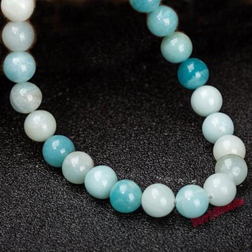 Natural Stone pure Blue Amazonite Round Loose Beads For Jewelry Making DIY Bracelet 4/ 6/8/10 /12 mm Strand 15.5