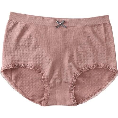 New Large Size Ladies ' Underwear Cotton Crotch Antibacterial Seamless Belly Contracting and Hip Lifting Mid Waist Briefs