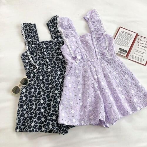 New Summer Women Jk Playsuits Short Sleeve Square Neck Lovely Lace Hollow Out Jumpsuit Young Girl Romper Sweet Maid Overalls