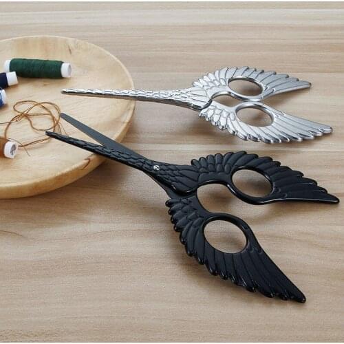 Stainless Steel needlework scissors Embroidery Tailors Scissor Thread Trimmer Fabric Angel wings feathers Craft Sewing Tools