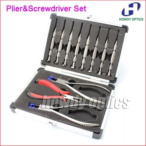Optical Eyeglasses Plier Screwdriver Rimless Frame Plier Set 2 Plier 1 Cutter 8 Screwdrivers