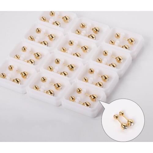 12 Pairs 316L Stainless Steel Anti-allergy Crystal Earrings Gold Silver Color Screw Stud Earrings For Women Fashion Jewelry Gift