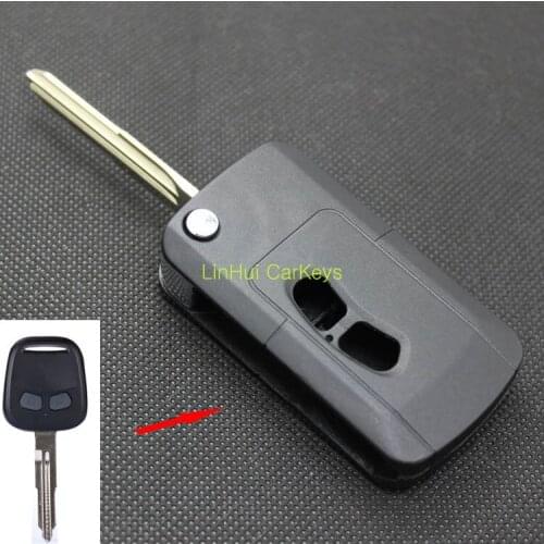 PINECONE for MITSUBISHI LANCER 2 Vertical Buttons Uncut Brass Blade Modified Remote Blank ABS Key Shell 1 PC
