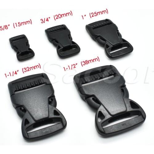 100pcs/pack Plastic Side Release Buckle For Backpack Luggage Straps Webbing Size 15mm 20mm 25mm 32mm 38mm
