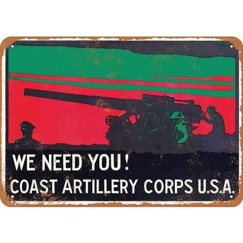 U.S. Coast Artillery Corps Retro tin sign nostalgic ornament metal poster garage art deco bar cafe shop