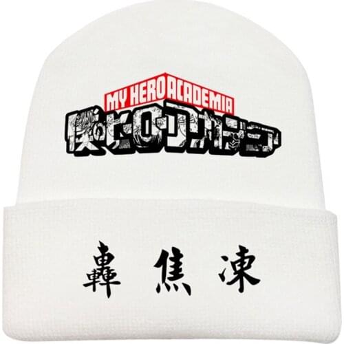 My Hero Academia Todoroki Shoto Casual Hip Hop Knitted Masked Hat Brimless Pullover Cap Headgear Helmet