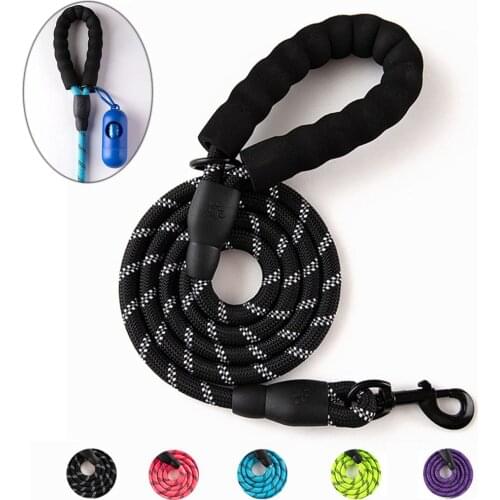 Durable Dog Leash Golden Retriever Medium Large Dog Collar Leash Reflective Lead Nylon Round Rope for Labrador Husky Rottweiler
