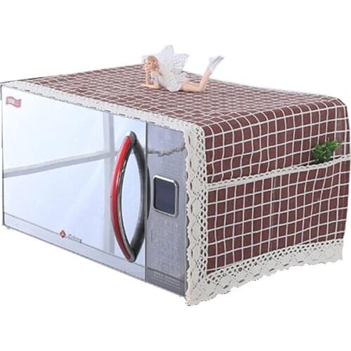 Simple Fabric Cotton And linen Oven Cover Towel Dust-Proof And Oil-Proof Microwave Oven With Pockets On Both Sides
