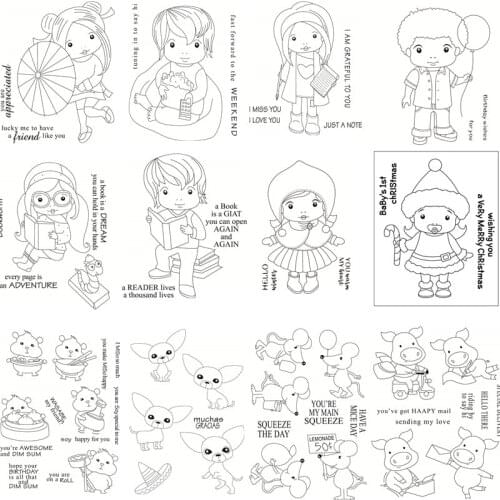 Girl animal Clear Stamps for Scrapbooking Tampons Transparents Seal Background Stamp Card painting Making Diy