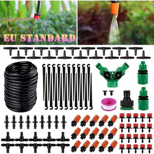 DIY Drip Irrigation System Automatic Micro Drip Watering Kits Including 30m Hose Adjustable Dripper Sprayer for Garden Lawn
