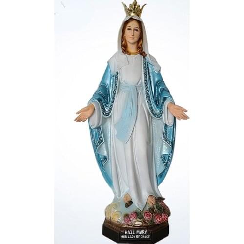 24.8" Resin Virgin Mary Statue Resin Our Lady Sculpture Figurine For Home Decor Fiberglass Catholic Statuary Ornament Crafts