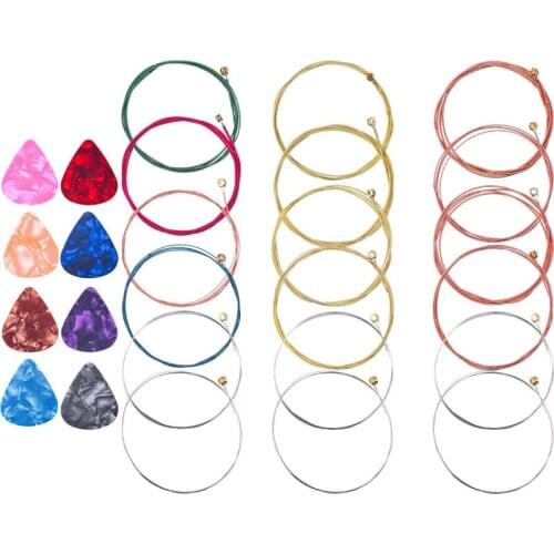 1 Set Guitar Strings Universal Colorful Folk Guitar Acoustic Guitar Strings Musical Instrument Accessories
