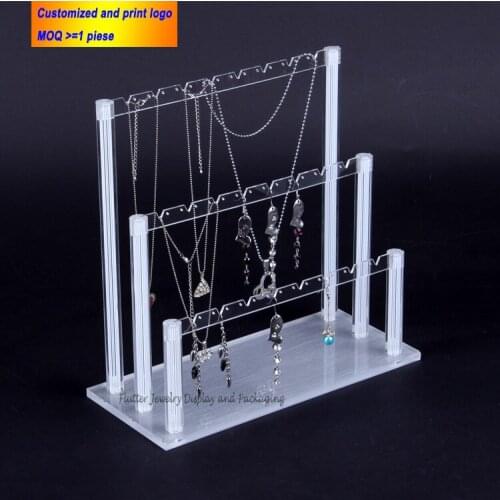3 -Layer Acrylic Jewelry Earrings Display Stand Rack Showcase Hanging Earring Holder Organizer Jewellery Necklace Shelf Case