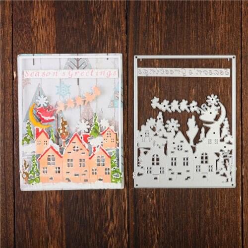 YaMinSanNiO Christmas Winter Building Frame Metal Cutting Dies Diy Scrapbooking Album Embossing Stencil Craft Die Cut Make New