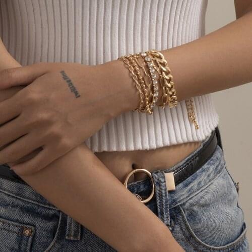 Retro jewelry with temperament all-match claw chain rhinestone multi-layer multi-element chain bracelet set for female gifts