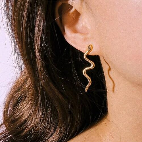 Punk Simple Crazy Snake Earrings for Women Personality Gold Color Animal Long Earrings Womens Fashion Jewelry Accessories Gift