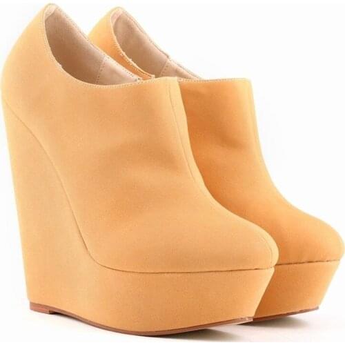 Loslandifen Free Shipping Women Platform Elegent Platform High Heels Suede Shoes Ankle Boots Wedges Us 5-10