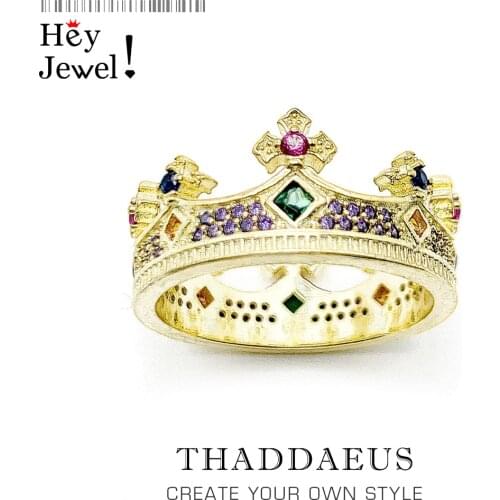 Royal Ring Queen Crown Gold,Europe Style 925 Sterling Silver Fine Jewerly For Women,2021 Summer Brand New Majestic Design Gift