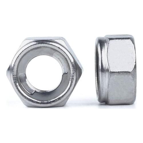 10Pcs 304 stainless steel metal locking nut metal self-locking nut anti-loosening nut M3M4M5M6M8