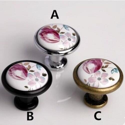 10pcs free shipping shiny silver black bronze drawer cabinet knobs pulls Rural ceramic dresser cupboard furniture door handles