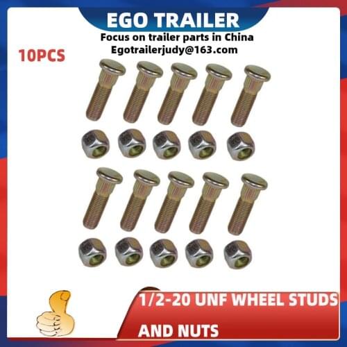 EGO TRAILER Pack of 10pcs 1/2-20 UNF Wheel Studs And Nuts For Trailer Suspension Hubs