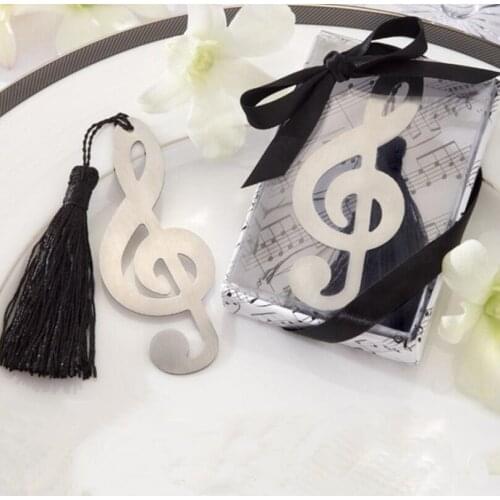 100pcs/lot Wedding favors baby shower gift stainless steel music note shape bookmark for guset LX4569