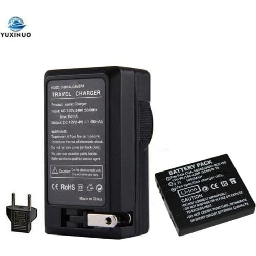 1000mAh DMW-BCE10E BCE10 CGA-S008E/1B VW-VBJ10E DB70 Battery +AC Charger for Panasonic DMC-FS3 FS5 FS20 FX30 FX33 FX35 FX36 FX37