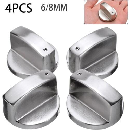 4 PCS 6mm/8mm Gas Stove Cooker Knobs Adaptors Metal Silver Oven Stove Switch Cooking Surface Control Locks Cookware Parts