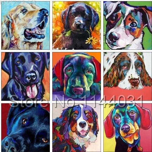 5D Diy Diamond Painting Colorful Dog Embroidery Kits Crystal Full Rhinestone Picture Diamond Mosaic Gift Christmas Craft