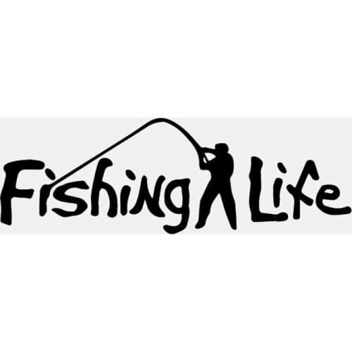 Car Sticker Personalized Fishing Life PVC Car Decoration Sticker Creative Waterproof Cover Scratch Black/White, 17cm*6cm
