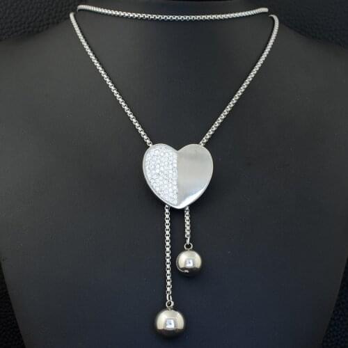 Fashion Stainless Steel Jewelry For Woman and Girl 900mm Long Charm Sweater Chain Heart Necklace Pendant High Quality NEILALBB