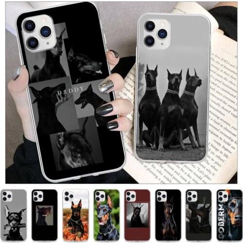 Animal Dachshund Doberman Dog Phone Case For IPhone 12 11 Pro Max Xs X Xr 7 8 6 6s Plus 5s Se 2020 Transparent Cover