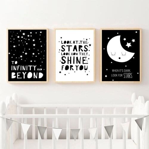 Black White Nursery Quote Wall Art Canvas Posters Nordic Style Prints Painting Cartoon Pictures Baby Kids Bedroom Decoration