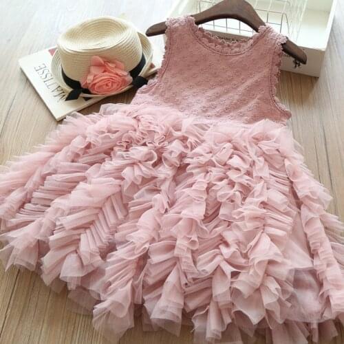 2-6Years Kid Girls Lace Princess Toddler Kid Baby Girl Sleeveless Tulle Tutu Party Pageant Dress