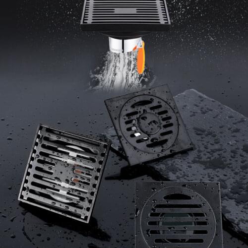 Anti Clogging Modern Black Shower Room Floor Drain Filter Deodorant Washing Machine Room Insert Square Sewer Drainage Fliter
