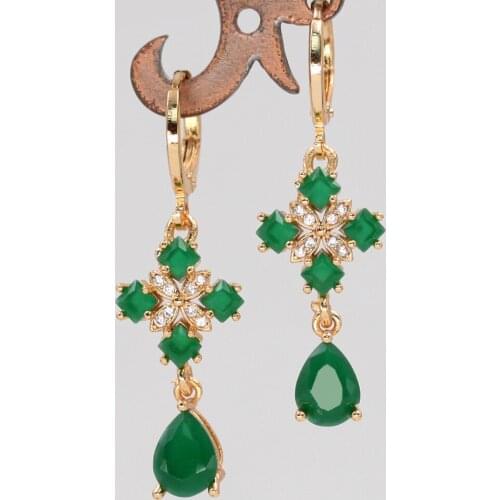 Hot New Trendy Earrings for Women Gold Color Flower Dangle Earring with Waterdrop Zircon Luxury Jewelry for Party Wedding Gift