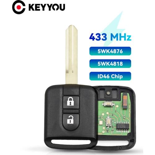KEYYOU 10X For Nissan Elgrand X-TRAIL Qashqai Navara Micra Note NV200 5WK4 876/ 818 433MHz ID46 Chip Key 2 Button Remote Key