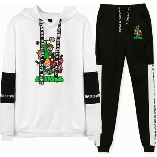 WAWNI Eddsworld Hoodie 2 Piece Suit Cosplay Clothes Hip Hop Suit Trendy Sweatshirt Pants Long Sleeve Hoodies+Jogger Pants 2021