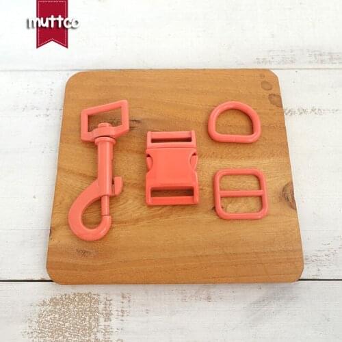 Metal buckle+adjust buckle+D ring+metal dog clasp/set) Environmental red orange accessory for 20mm webbing DIY dog collar set