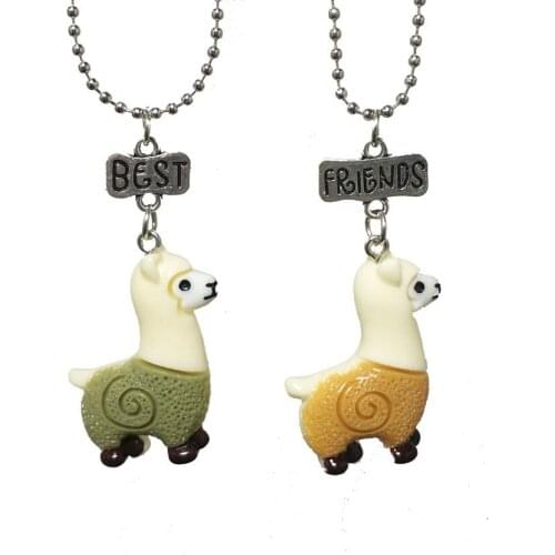 Cute Sheep Necklace Resin Animal BFF Pendant Children Best Friends Forever Girls Boys Friendship Jewelry Birthday Gift