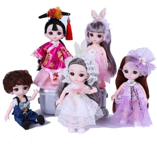 Fashion 16cm Dolls with Clothes Mini BJD Baby Doll 13 Movable Jointed Body Baby Girls Dress Dolls Toy For Girl Gifts